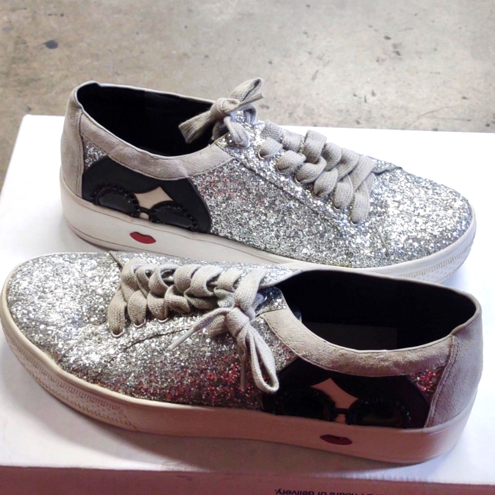 Alice + Olivia Sliver Glitter Sparkly Sneakers (EU37 / US6.5)